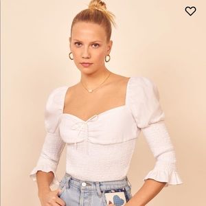 Reformation White Haven Linen Top XS